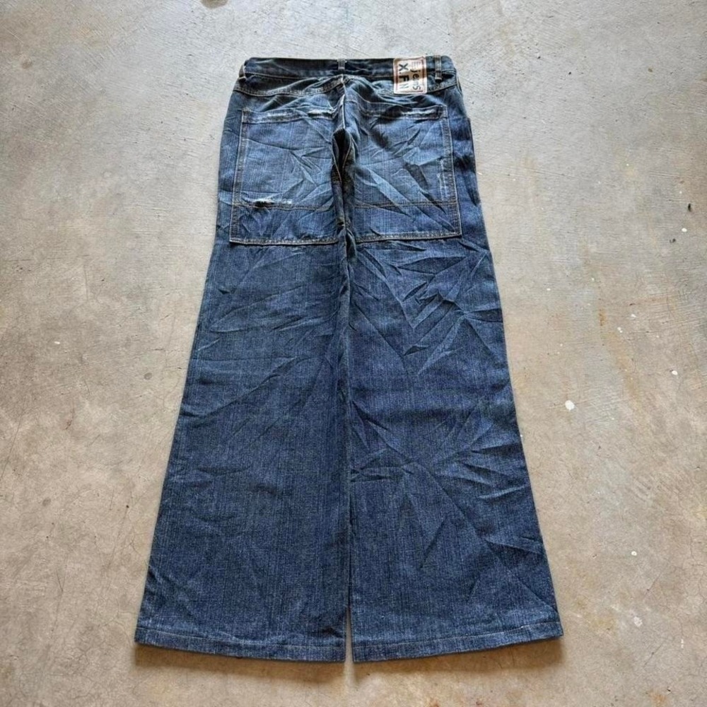 Baggy XFN Big Pocket Low Rise Bootcut Jnco Styl Y2k Vintage Denim Jeans - 28"